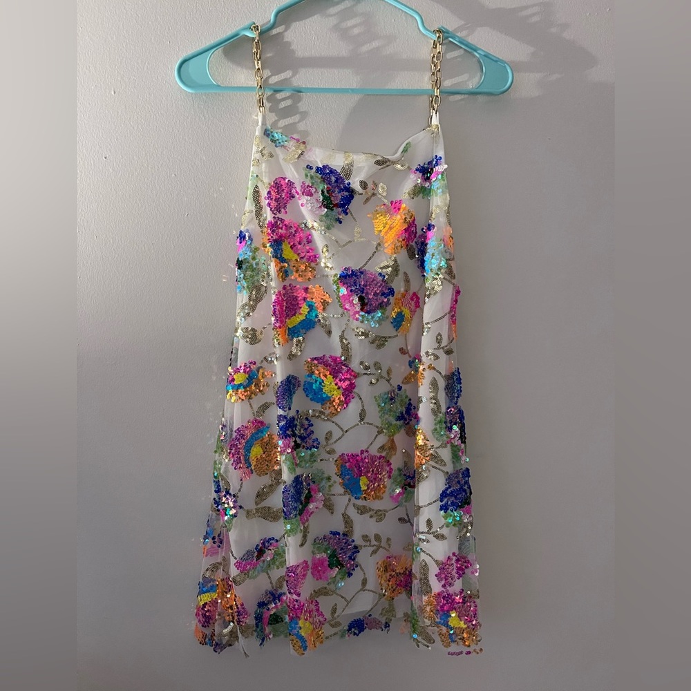 Gold chain link sparkly dress